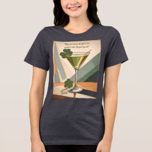 Mid Century Modern Kunst Shamrock Martini Sláinte! Tri-Blend Shirt
