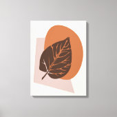Mid-Century Modern Leaf Silhouette Brown en Beige Canvas Afdruk (Voorkant)