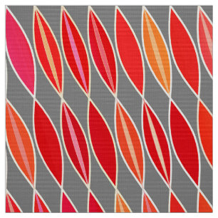Mid Century Modern Leaves, Coral Oranje en Grijs Stof