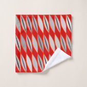 Mid Century Modern Leaves, Donker Rood en Grijs Bad Handdoek (Wasdoekje)