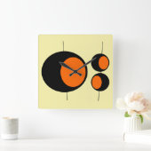 Mid-Century Modern LEMON STARBURST KITCHEN-klok Vierkante Klok (Huis)