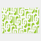 Mid Century Modern Lime Green Abstract Loop Inpakpapier Vel (Voorkant 3)