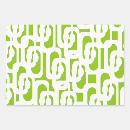 Mid Century Modern Lime Green Abstract Loop Inpakpapier Vel (Voorkant 3)