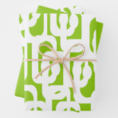 Mid Century Modern Lime Green Abstract Loop Inpakpapier Vel (In situ)