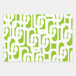 Mid Century Modern Lime Green Abstract Loop Inpakpapier Vel