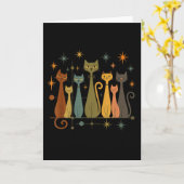Mid-century Modern Look Atomic Age 50s 60s Cat Shi Kaart (Gele Bloem)
