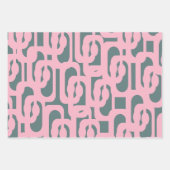 Mid Century Modern Loop Patroon Roze en Groen Inpakpapier Vel (Voorkant)