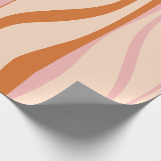 Mid Century Modern Lounge Ogee Roze Retro Patroon Cadeaupapier (Hoek)