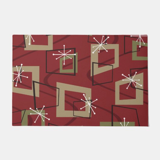 Mid Century Modern Maroon Deurmat (Voorkant)
