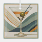 Mid Century Modern Martini Cocktail Hour Glas Ornament (Voorkant)