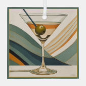 Mid Century Modern Martini Cocktail Hour Glas Ornament (Achterkant)