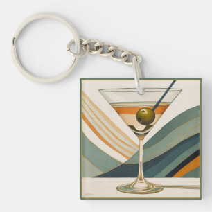 Mid Century Modern Martini Cocktail Hour Sleutelhanger