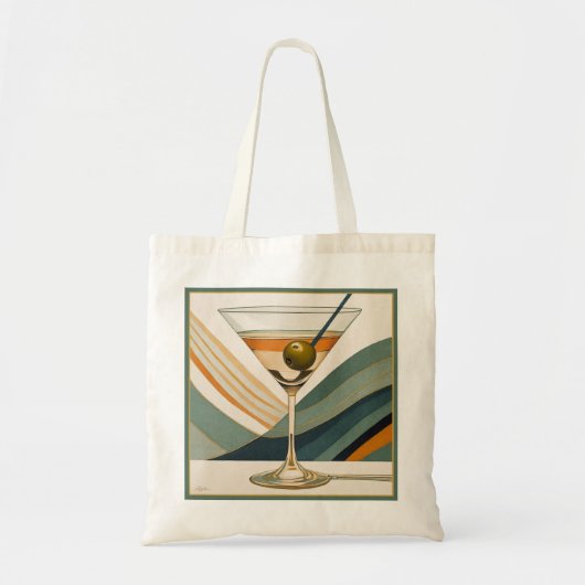 Mid Century Modern Martini Cocktail Hour Tote Bag (Voorkant)