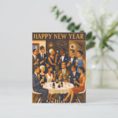 Mid Century Modern Martini Intellectuals New Year Briefkaart (Staand voorkant)