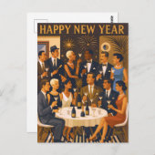 Mid Century Modern Martini Intellectuals New Year Briefkaart (Voorkant / Achterkant)