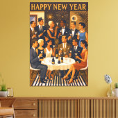 Mid Century Modern Martini Intellectuals New Year Canvas Afdruk (Insitu (Woonkamer))