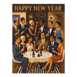 Mid Century Modern Martini Intellectuelen Nieuwjaa Perfect Poster