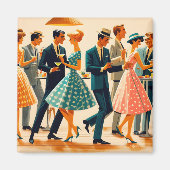 Mid Century Modern Martinis Dancing Cocktail Party Magneet (Voorkant)