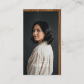 Mid-century Modern Minimal Woodgrain Photo QR Code Visitekaartje (Voorkant)