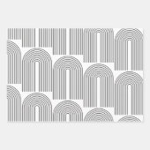 Mid Century Modern Minimalist Arch Lines in Black Inpakpapier Vel (Voorkant 2)