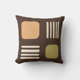 Mid Century Modern minimalist Squares Lines Brown Kussen