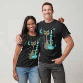 Mid-Century Modern Mischievous Cat with Genie Lamp T-shirt (Unisex)