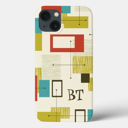 Mid Century Modern Monogram Gepersonaliseerde Retr Case-Mate iPhone Case (Achterkant)