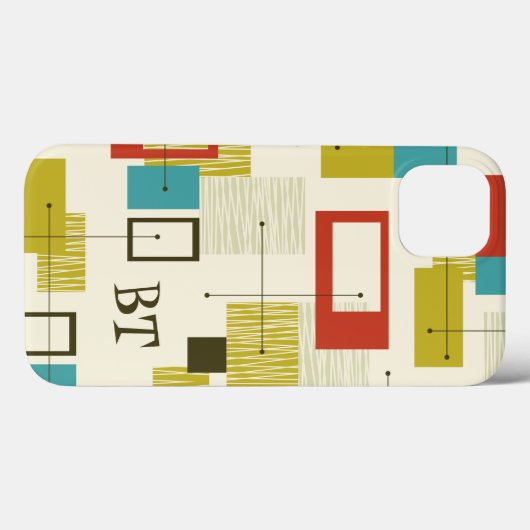 Mid Century Modern Monogram Gepersonaliseerde Retr Case-Mate iPhone Case (Achterkant (horizontaal))