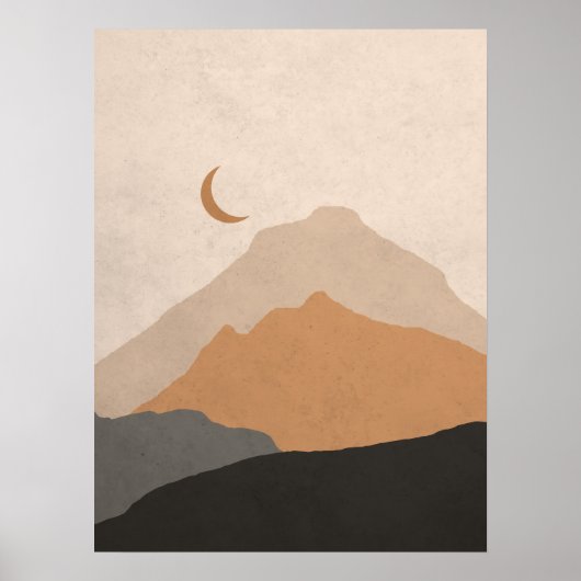 Mid Century Modern Mountains Abstract Poster (Voorkant)