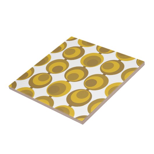 Mid-Century Modern Mustard Gold Retro Geo Pattern Tegeltje (Zijkant)