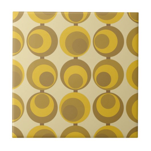 Mid-Century Modern Mustard Gold Retro Geo Pattern Tegeltje (Voorkant)