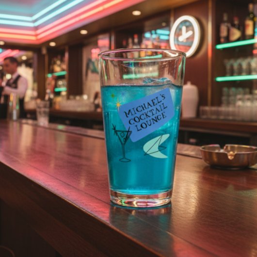 Mid Century Modern Neon Cocktailbar Naam Glas