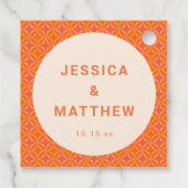 Mid Century Modern Orange Geometric Custom Wedding Bedankjes Labels (Achterkant)