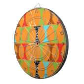 Mid Century Modern Oranje Pattern Board Dartbord (Voorkant Rechts)