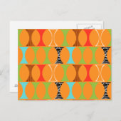 Mid Century Modern Oranje Pattern Briefkaart (Voorkant / Achterkant)