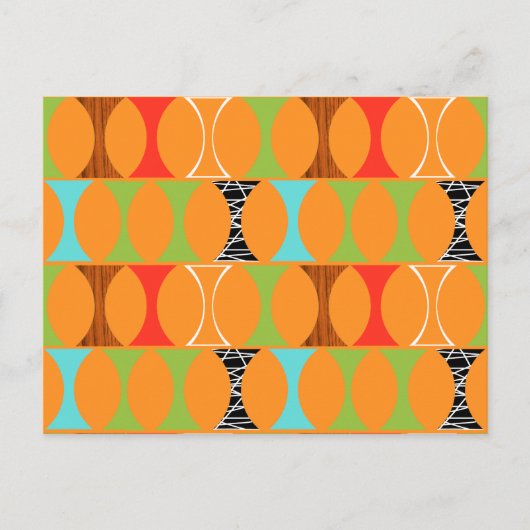 Mid Century Modern Oranje Pattern Briefkaart (Voorkant)