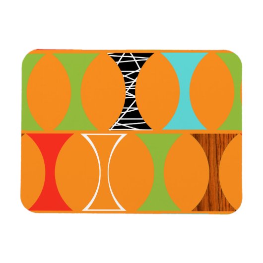 Mid Century Modern Oranje Pattern Magnet Magneet (Horizontaal)