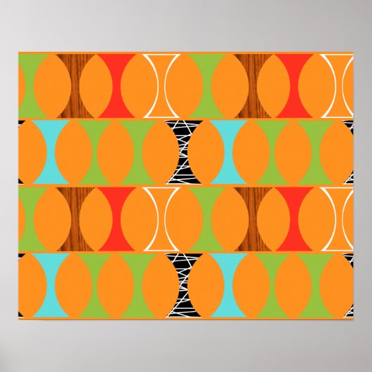 Mid Century Modern Oranje Pattern Poster (Voorkant)