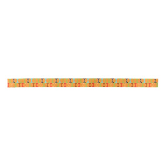 Mid Century Modern Oranje Pattern Ribbon Lint (Voorkant)
