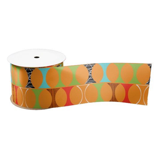 Mid Century Modern Oranje Pattern Ribbon Lint (Spoel)