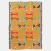 Mid Century Modern Oranje Pattern Throw Blanket Deken (Voorkant Verticaal)