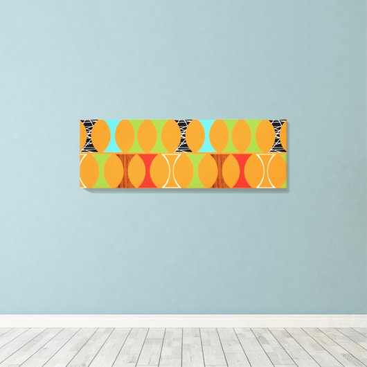 Mid Century Modern Oranje Pattern Wrapped Canvas (Insitu (Houten vloer))