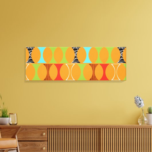 Mid Century Modern Oranje Pattern Wrapped Canvas (Insitu (Woonkamer))