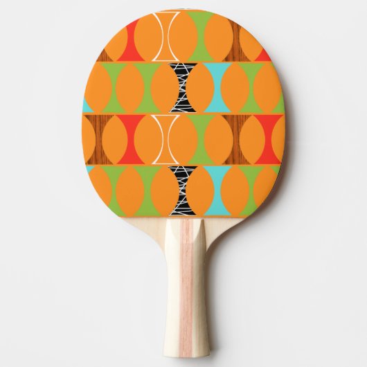 Mid Century Modern Oranje Ping Pong Paddle Tafeltennisbatje (Voorkant)
