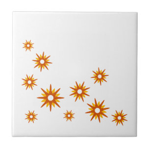 Mid-Century modern Oranje Starburst Design Tegeltje