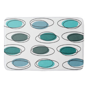 Mid Century Modern Ovalen Scribbles Turquoise Badmat