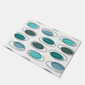 Mid Century Modern Ovalen Scribbles Turquoise Deurmat (Schuin)