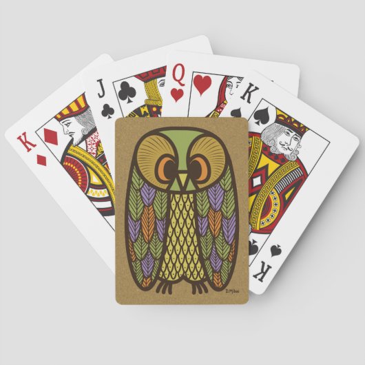 Mid Century Modern Owl 2 Pokerkaarten (Achterkant)