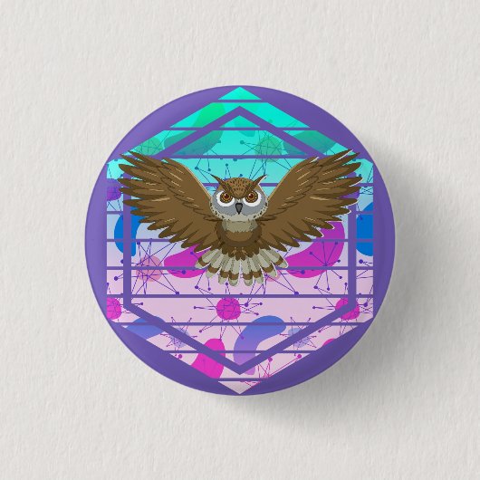 Mid Century Modern Owl Ronde Button 3,2 Cm (Voorkant)