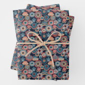 Mid Century Modern Paisley Flower Pattern Wrapping Inpakpapier Vel (In situ)